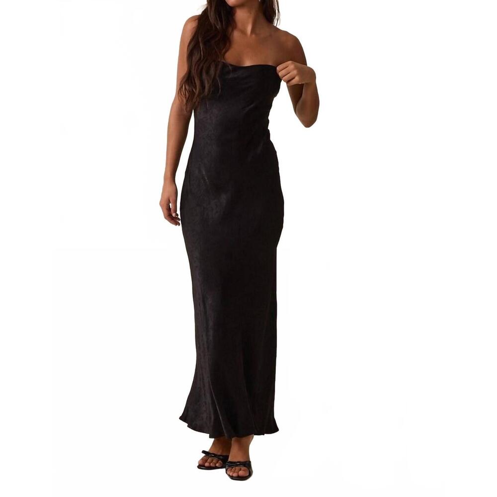 NEW GOLDEN lilibet night out satin tube midi dress in night aura